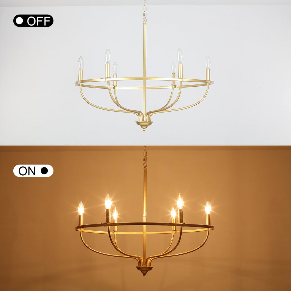 6-Light Dimmable Wagon Wheel Chandelier