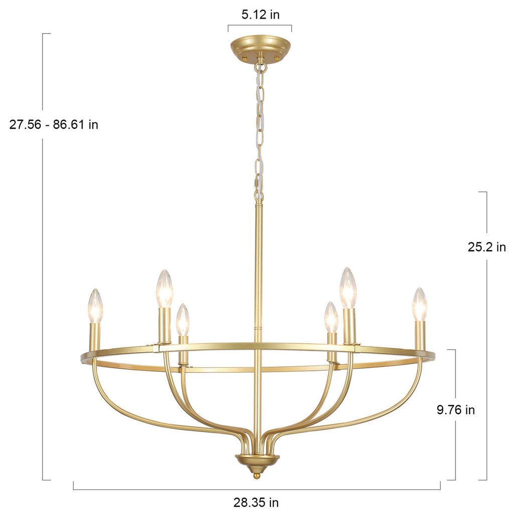 6-Light Dimmable Wagon Wheel Chandelier