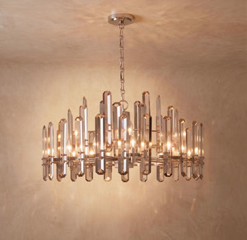 Inspired Bonnington Style 36 Inch Round Crystal Chandelier Polished Nickel - Main Product View