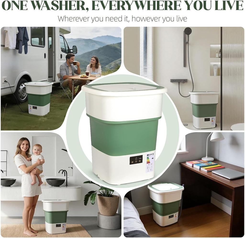1.8 Cu.Ft Compact Portable Washer - Foldable Washing Machine with Spin Dryer, 150W Timer for RV, Apartment, Camping