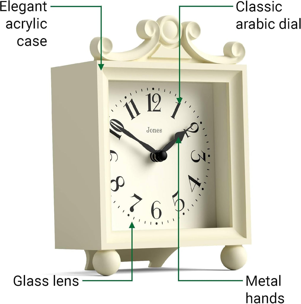 CLOCKS Parlour Mantel Clock | Small Classic Carriage Clock | Cream | Elegant Square Decorative case