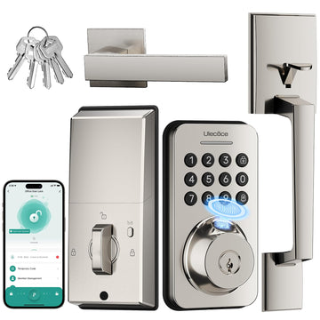 Fingerprint Deadbolt Door Lock for Front Door with Handle