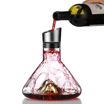 Gold Iceberg Wine Decanter, Red Wine Carafe with Built-in-Aerator, Wine Aerator, Wine Gifts for Christmas, Stainless