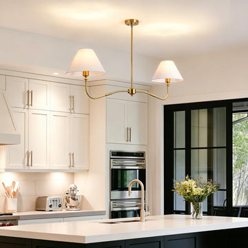 Modern Linear Chandelier, 47" Gold 2-Light 40W Dimmable E26UL Listed