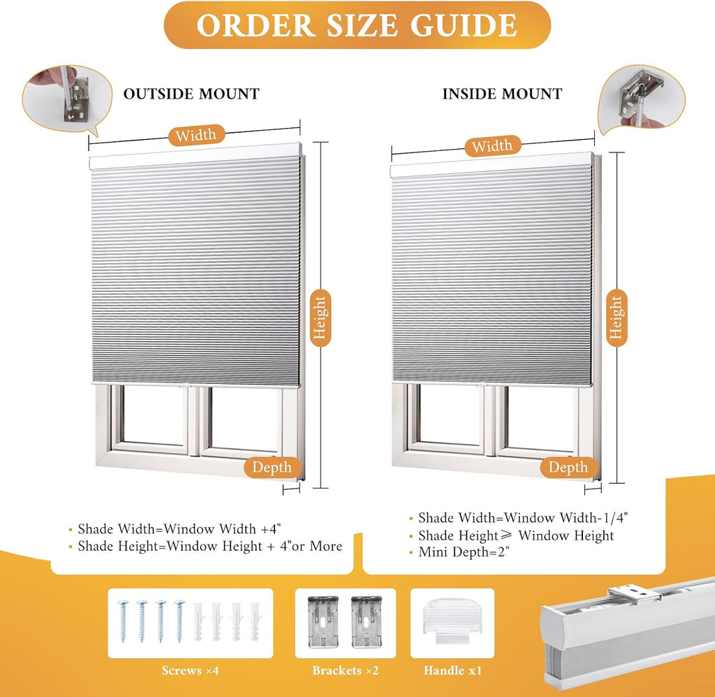 Cordless Blackout Cellular Shades, Grey, 22x64