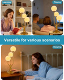 Modern Gold Globe Table Lamp Dimmable Mid Century 3-Light Desk Lamp 3000K Warmwhite Nightstand Lamp Bedside End