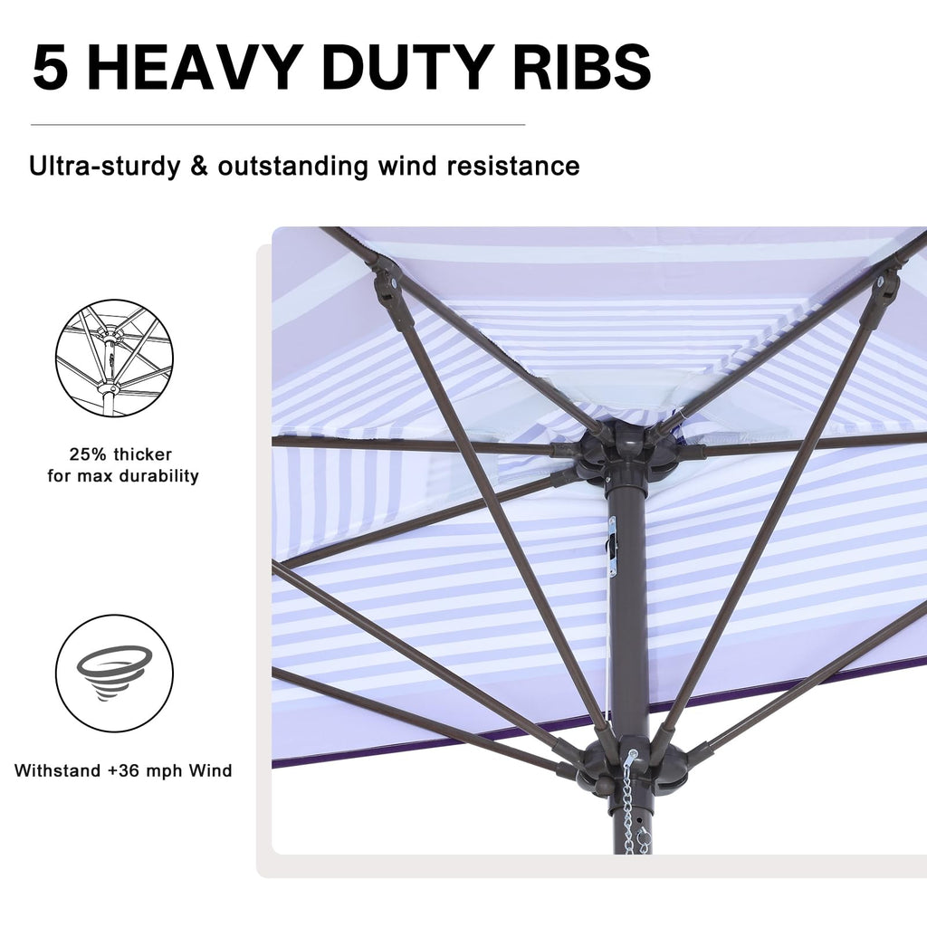 Patio Umbrella 10FT Outdoor Half Umbrella(Blue Purple Stripes)