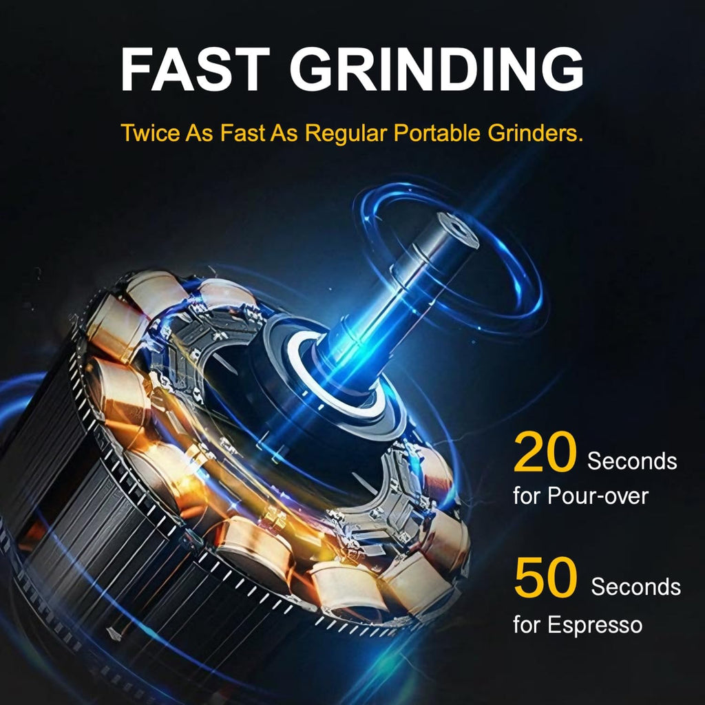 V6 Pro Portable Electric Burr Coffee Grinder, 60 Settings, Silver | All-metal body delivers fast, low-mess grinding