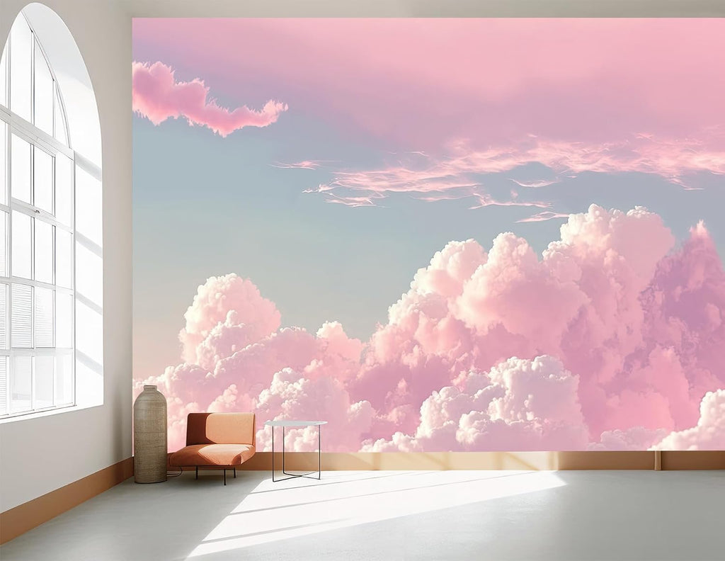 3D Pink Cloud Peel and Stick Wallpaper wall Mural Girl Kid's Room ZY08 L