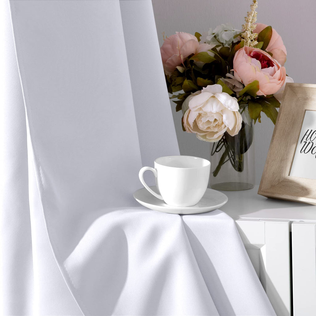 Greyish White Blackout Curtains 52 X 84 Inch Long 2 Panels Set Room Darkening Curtains/Drapes, Soundproof Thermal