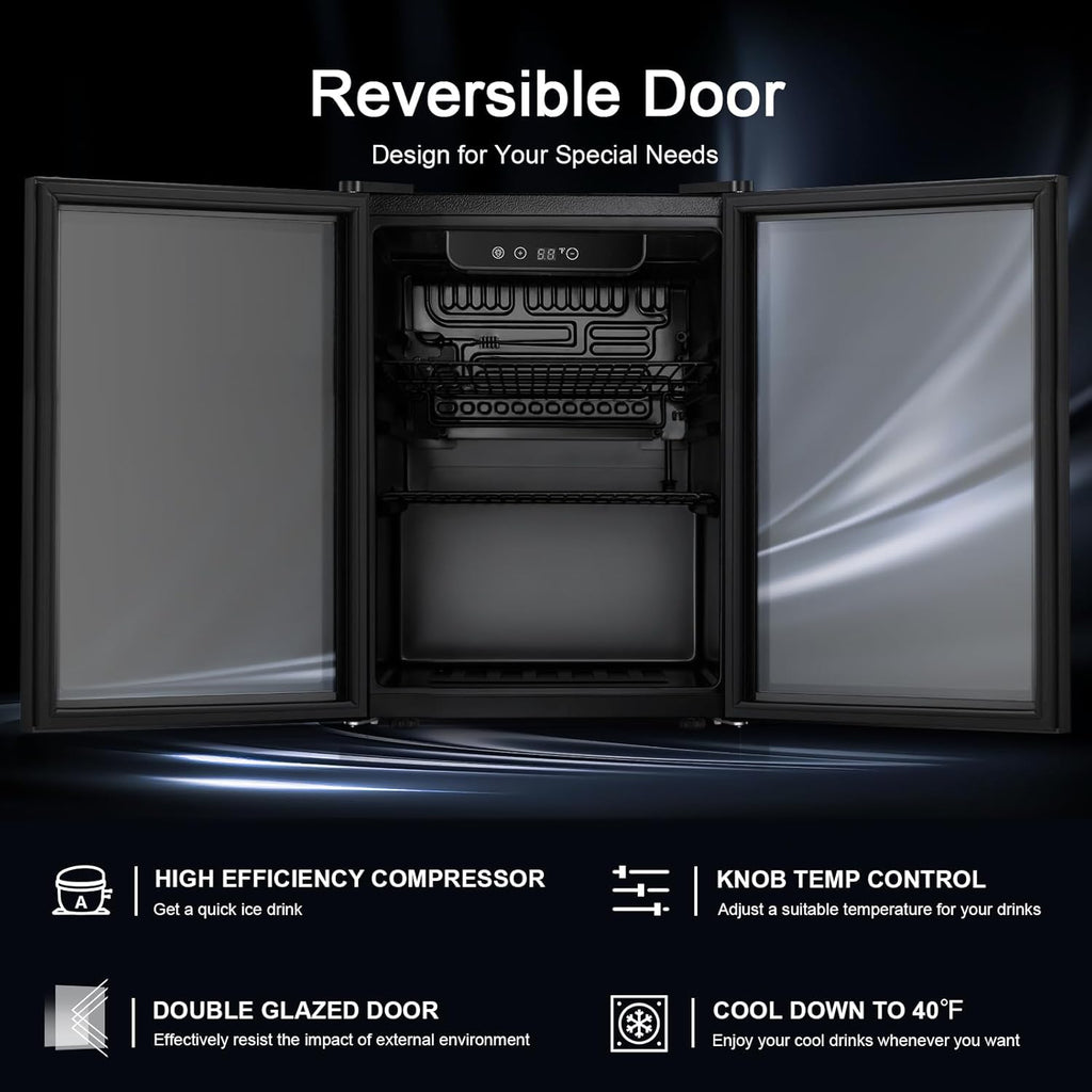 Beverage Refrigerator Cooler 68 Can, Mini Fridge with Glass Door for Beer Drinks