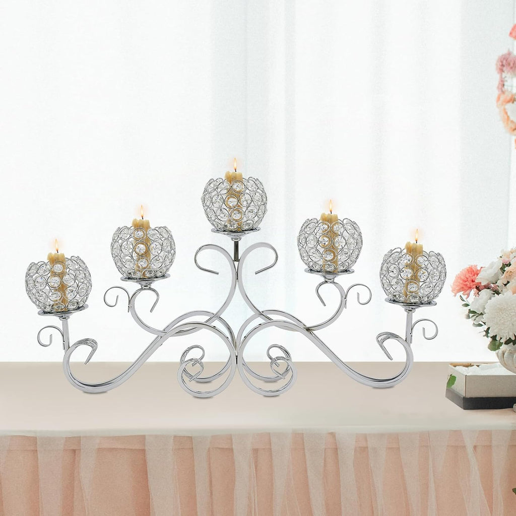 5 Arms Crystal Candle Holder Candlestick Holder CandelabrasDecor Home Tabletop Centerpiece Candle Holder Accessories