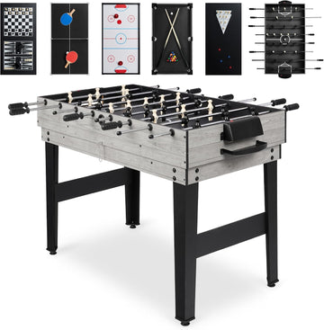 2x4ft Combo Game Table Set for Home, Game Room, Friends & Family w/Hockey, Foosball, Pool, Shuffleboard, Ping Pong