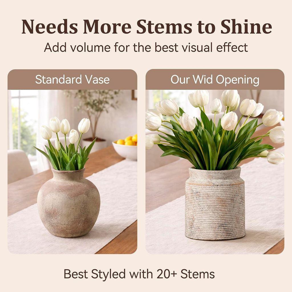 Ceramic Flower Vase 6.5 inch Farmhouse Rustic Vase