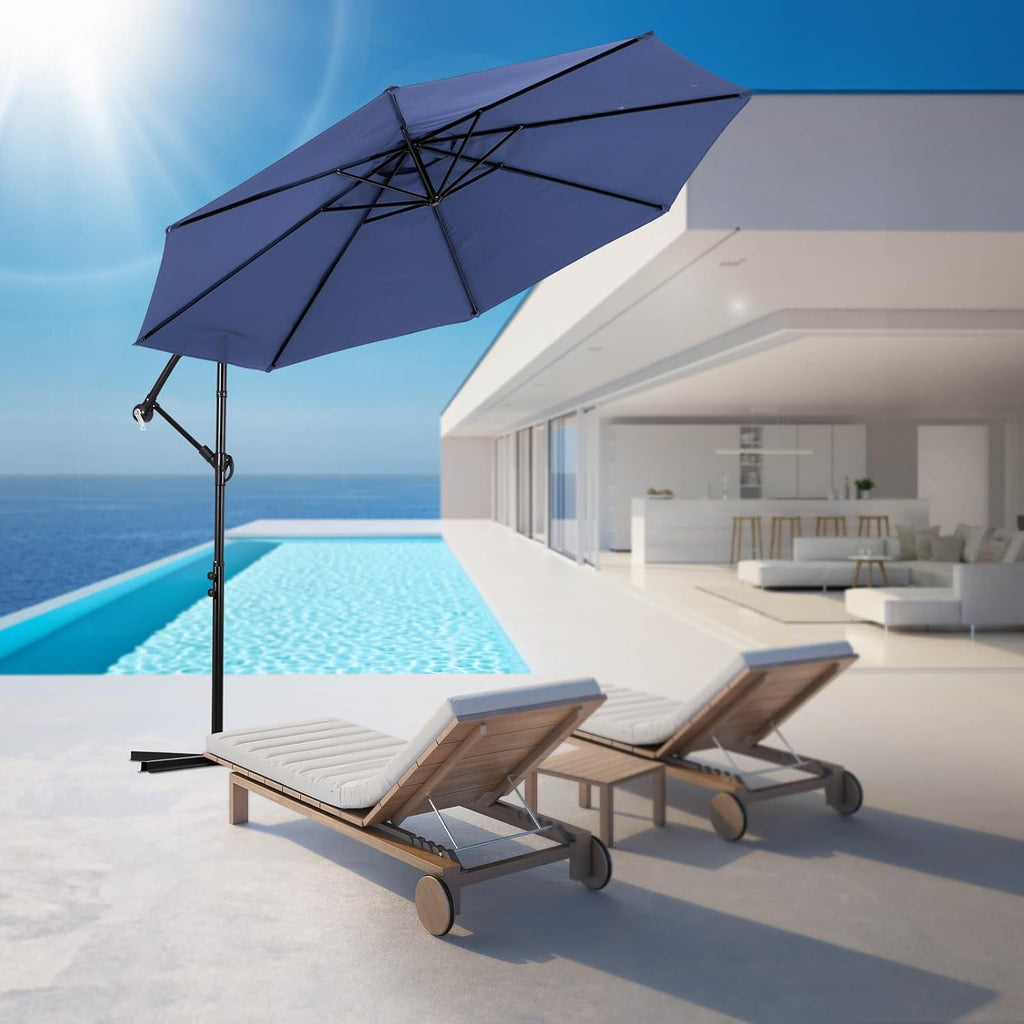 10FT Cantilever Patio Umbrella - Outdoor Offset Hanging Umbrella with Smooth Crank, Tilt Adjustment & UV Protection