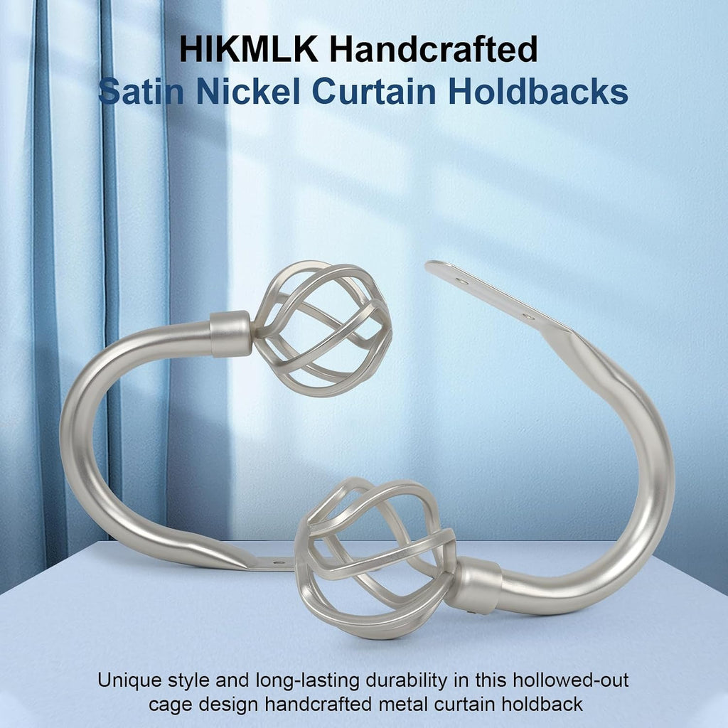 Curtain Holdbacks 2pcs, Solid Cast Iron Heavy Duty Curtain Tiebacks for Wall, Side Holder Pull Back Hooks for Drapes
