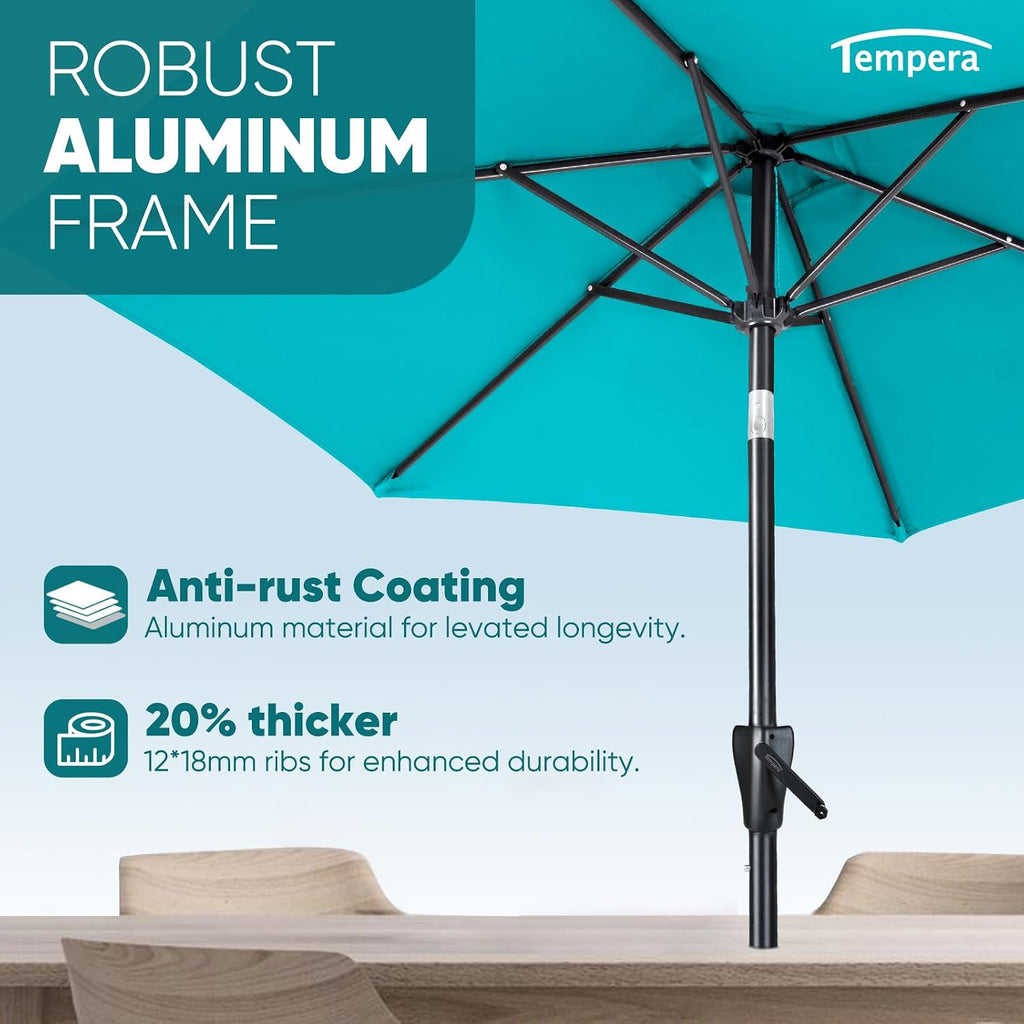 Patio Market Outdoor Table Umbrella with Push Button Tilt and Crank - Turquoise