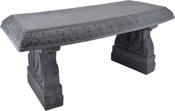 BE02 Fiberclay Garden, Outdoor Bench, Patio Seating for Front Porch Park Outside Furniture Decor, Gray