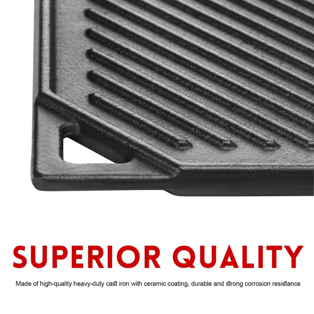 Reversible Cast Iron Griddle, 16.5" x 9.5" Rectangular Griddle Pan