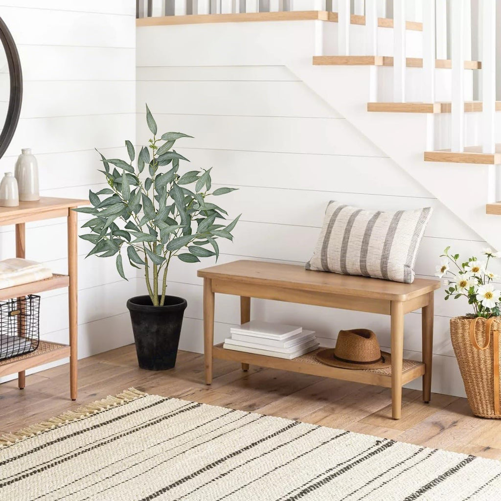 Eucalyptus Trees Artificial Indoor - 3FT Tall Faux Eucalyptus Plants in White Planter, Fake Plant Décor Bedroom