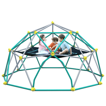 12 FT Climbing Dome with Play Canopy for Kids 3-10, Outdoor Play Equipment Supporting 1000 lbs, Anti-Rust Jungle Gym