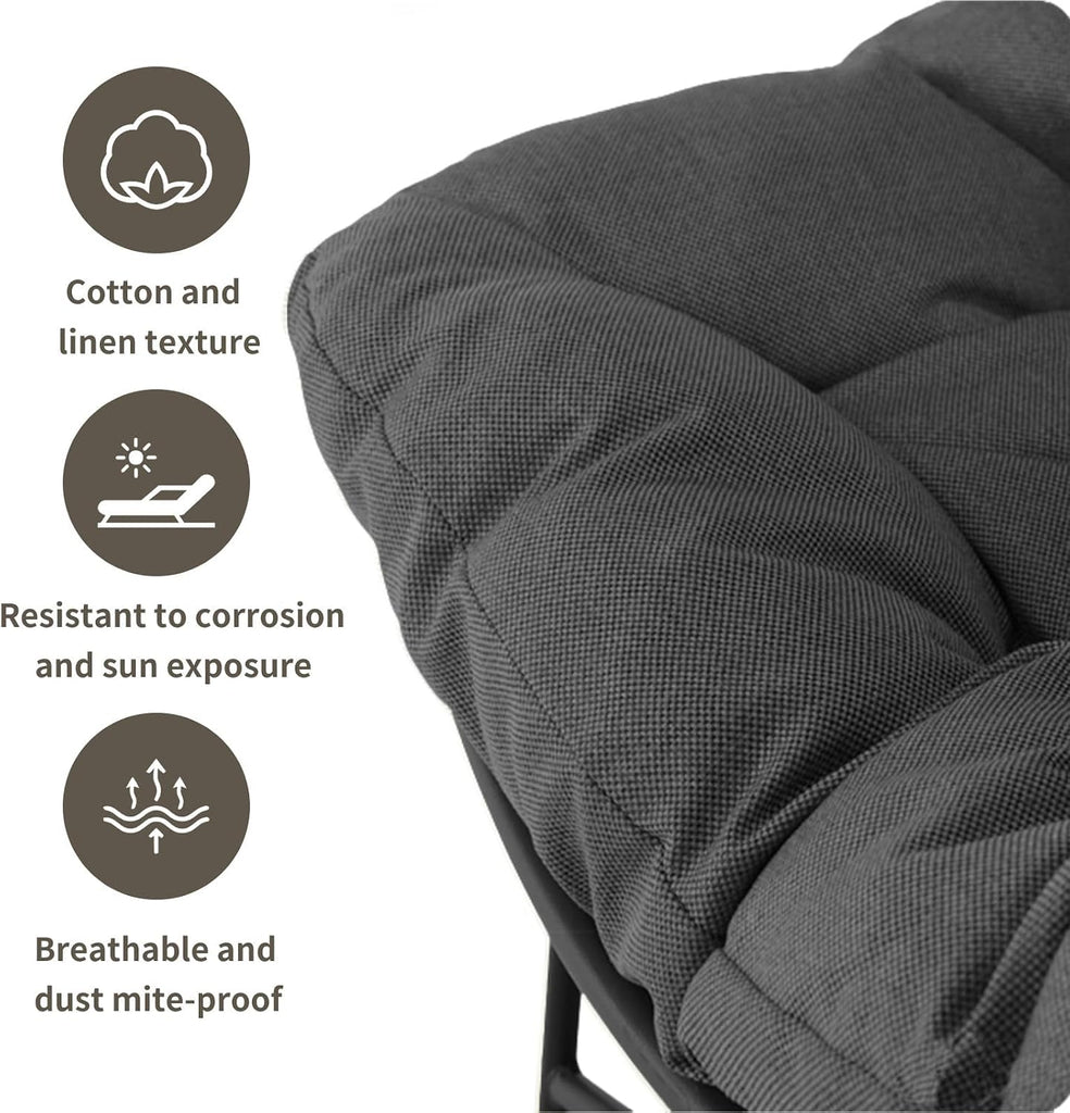 Oversized Papasan Rocking Chair with Thickened Cushion, Heavy-Duty Cozy Egg Chair, Large Comfy Lounge Chair for