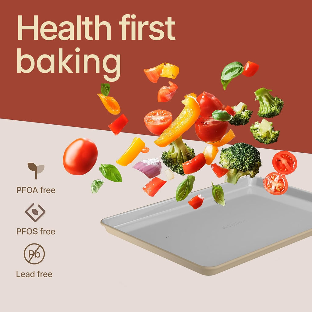 8-Piece Ceramic Coated Bakeware Sets, Nonstick Aluminized Steel Pans with Muffin, Loaf, Cake, Roasting Pan, &