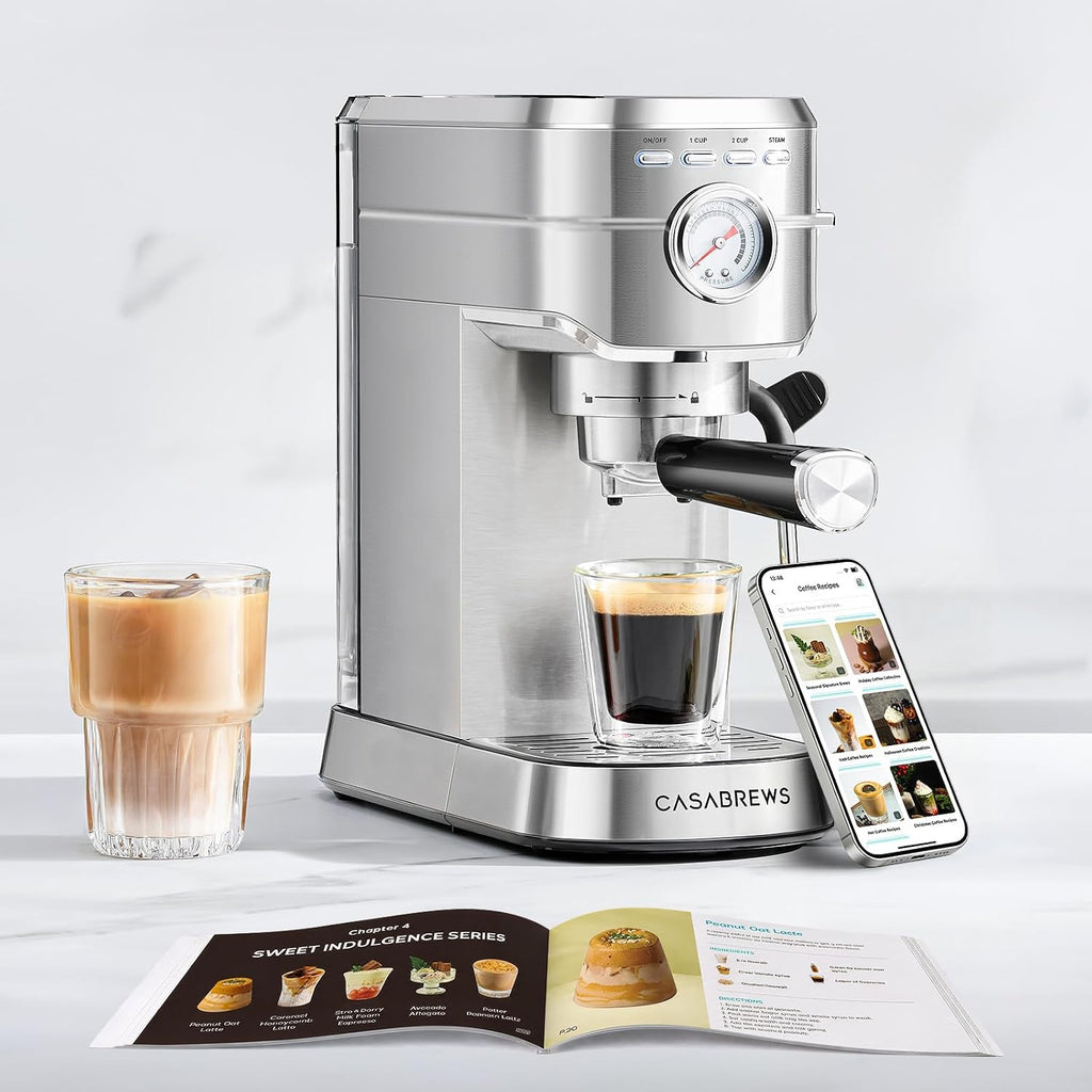 CM5418 Compact Espresso Machine with Milk Frothing Steam Wand | Stainless Steel, 20-Bar Pump, Built-in Pressure