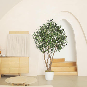 Faux Olive Tree 6ft with Large Olive Branches and Realistic Fruits