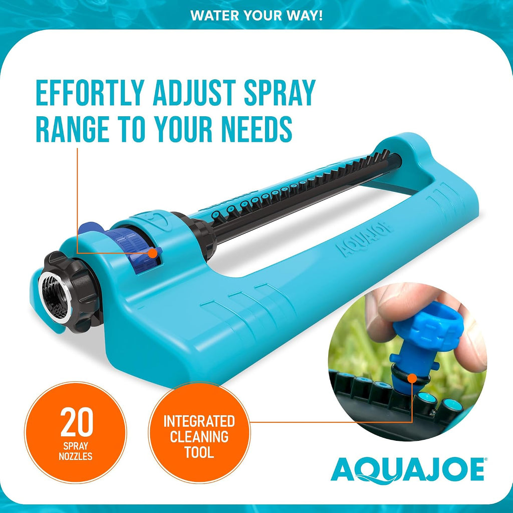 2 Pack Oscillating Lawn Sprinkler with Adjustable Spray, 20 Clog-Resistant Nozzles, Metal Base, 4400 Sq Ft Coverage &