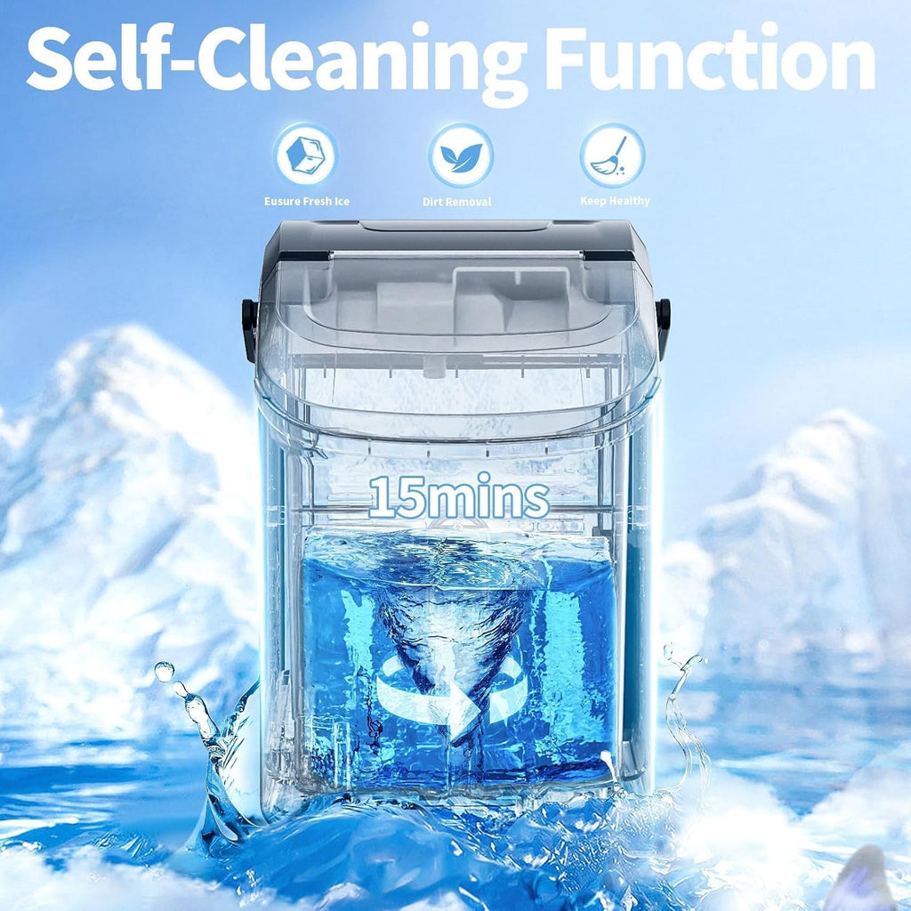 Nugget Ice Maker Countertop, 34 lbs/Day Pellet Ice Machine with Self-Cleaning, Fast Ice Ready in 10 Minutes, Portable