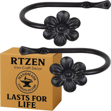 Decorative Metal Curtain Tiebacks - Farmhouse Wrought Iron Curtain Holdbacks - Drapery Holders for Wall - Unique