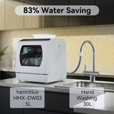 Countertop Dishwasher, 5 Washing Programs Portable Dishwasher With 5-Liter Built-in Water Tank For Glass Door