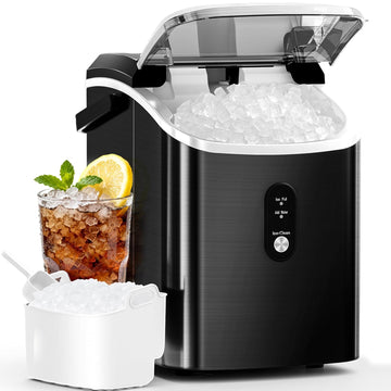 Nugget Ice Maker Countertop, 34Lbs/24H, Soft Chewable Ice, Self-Cleaning, Portable Ice Machine, Fast Making in 8