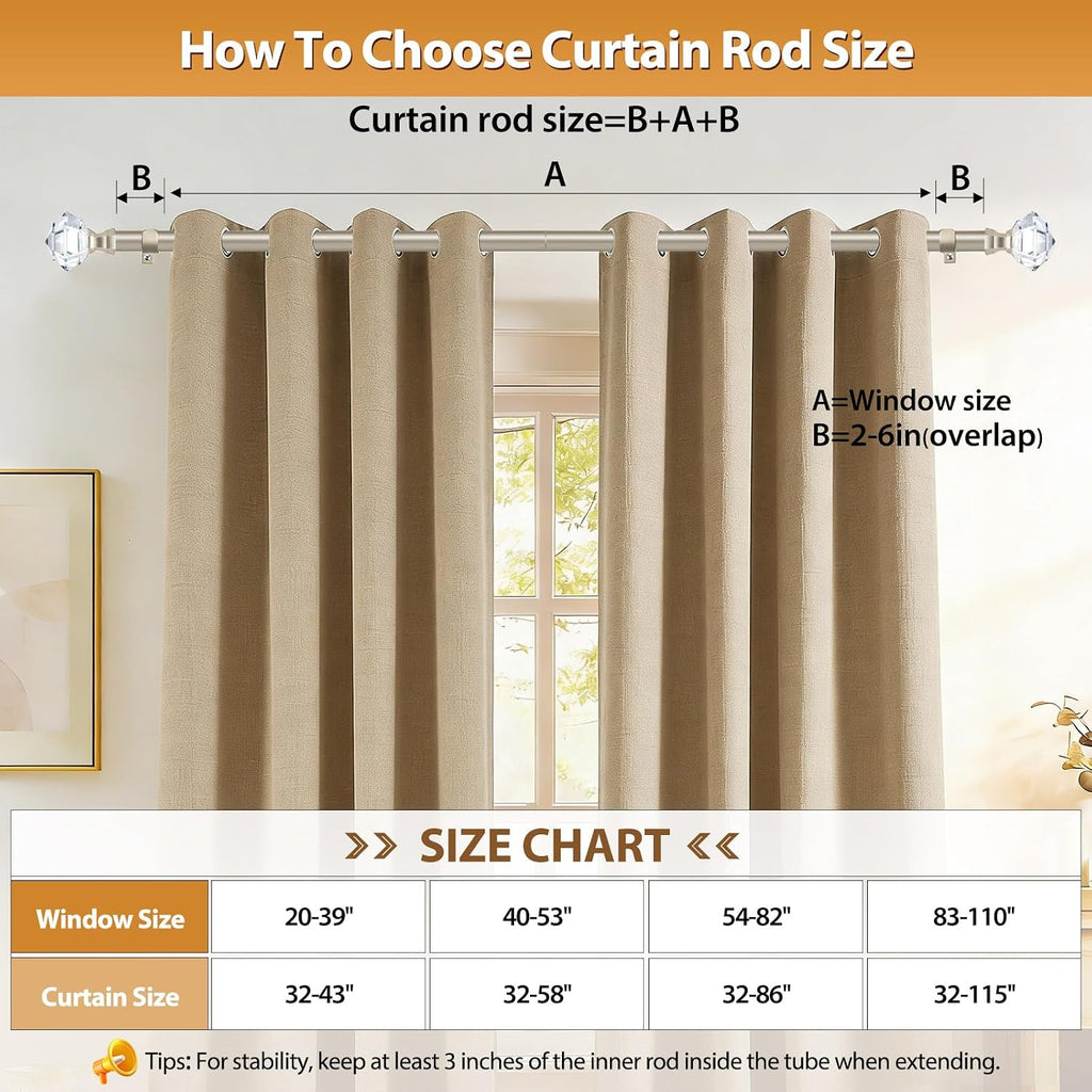 Curtain Rods for Windows, Telescoping Splicing 3/4 Single Rods