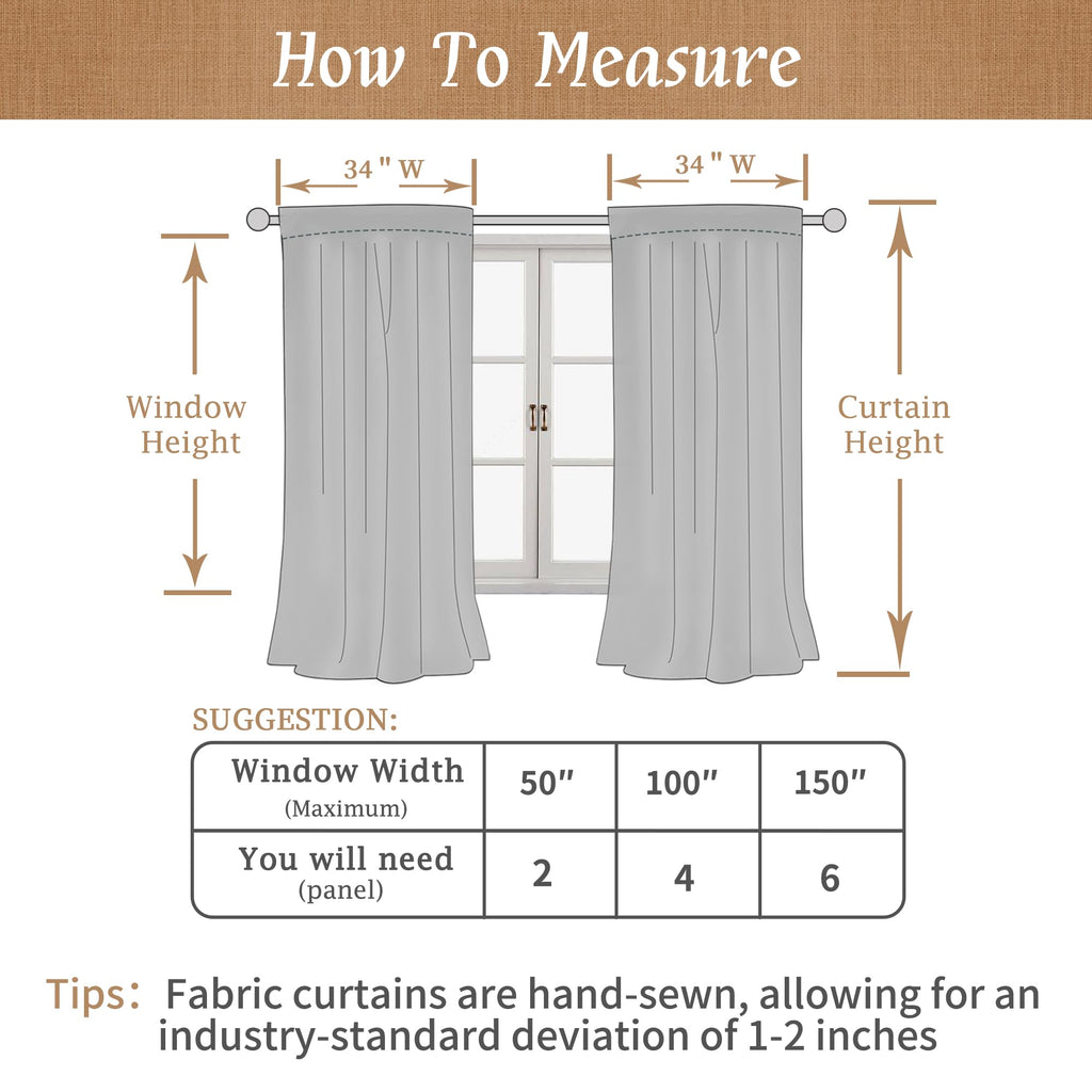 100% Blackout Short Linen Curtains for Cafe 40 Inch Length, Ivory