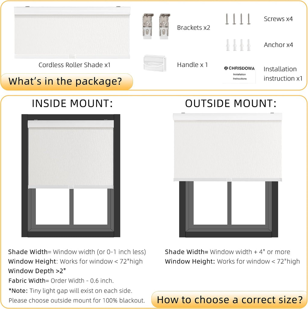 Cordless Blackout Roller Shades for Windows, Striped Free-Stop Window Blinds with Privacy, Thermal Insulated Window