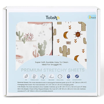 Cactus Crib Sheets (2-Pack) - Hypoallergenic, Silky Comfort, Buttery Soft, Calming Effect, All-Season Jersey-Knit