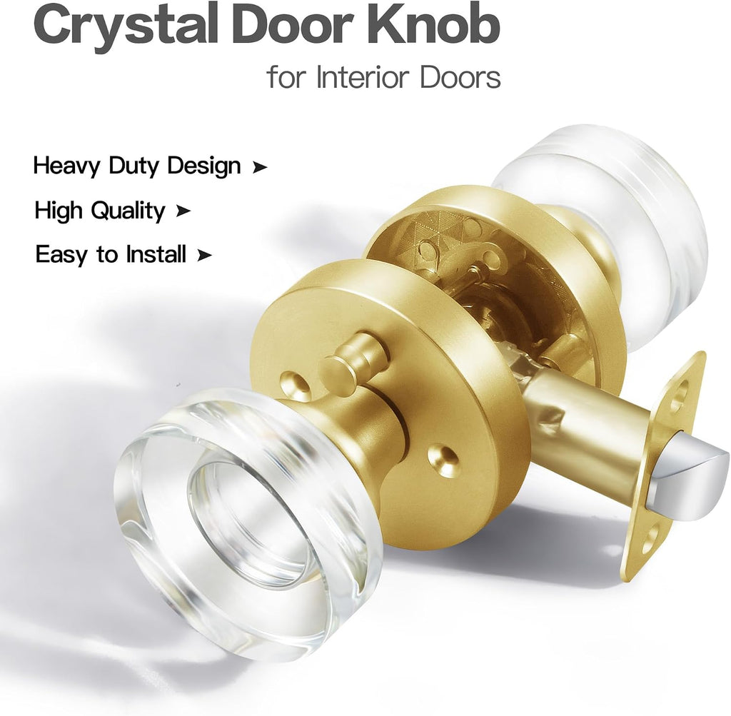 Glass Door Knobs Gold Door Knob Interior Satin Brass Privacy Door Knob and Bathroom Crystal Door Knob