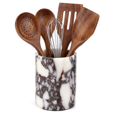Calacatta Viola Marble Utensil Holder, 6.5 Inch Stone Utensil Crock