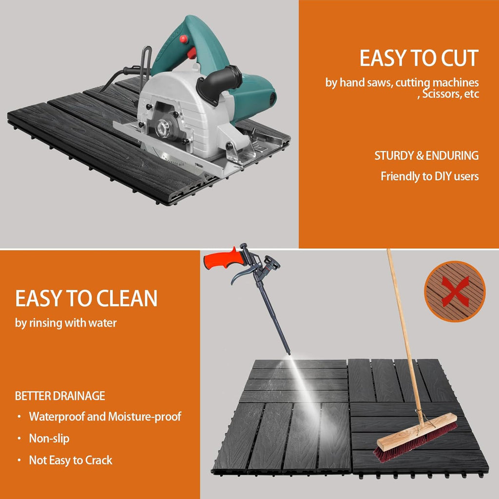 Polymer Composite Interlocking Deck Tiles Outdoor,12x12 Thick Composite Patio Floor Tiles Decking Boards for All