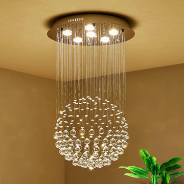 Chandelier Modern K9 Crystal Raindrop Chandelier Lighting Flush mount LED Ceiling Light Fixture Pendant Lamp for Dining Room Bathroom Bedroom Livingroom 6 GU10 LED Bulbs Required H32 X D18