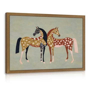 Vintage Western Horse Wall Art, Equestrian Decor, Wood Framed 12x16 in