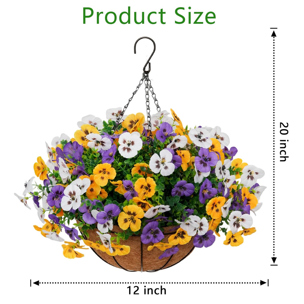 2 Set Artificial Hanging Flowers with Basket for Outdoor Decor