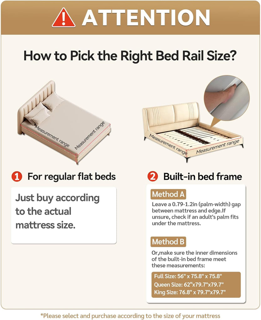 3 Piece Bed Rails for King Size Bed, No-Drill Needed Baby Bed Rail Guard | Thickened Child Safety Side Railing