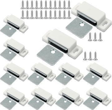 12Pcs Cabinet Door Magnets Catch Magnetic Door Catch, Magnetic Shutter Hardware Drawer Magnet Latch Cabinet Magnets for Closure Cupboard Closet Bathroom(White)