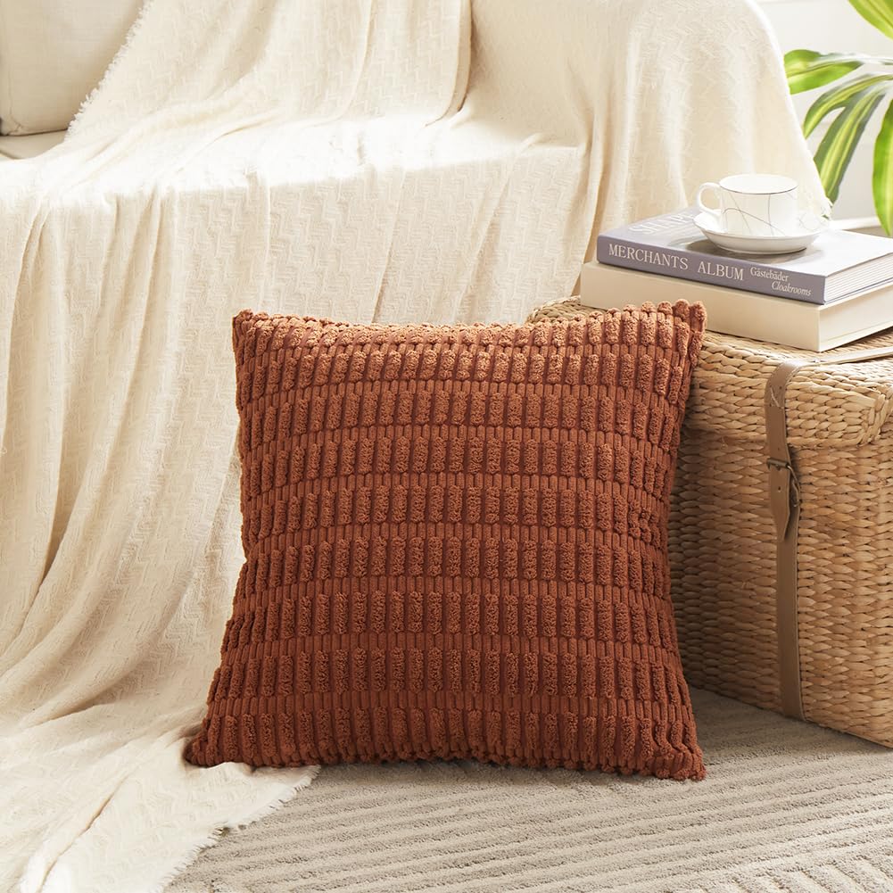 2 Packs Rust Decorative Throw Pillow Covers 26x26 Inch Couch Bed Sofa, Terracotta Rustic Farmhouse Boho Home Decor