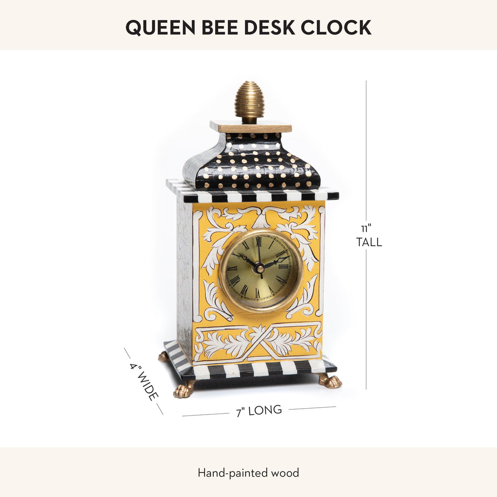Desk Clock, Decorative Wood Clock, Queen Bee