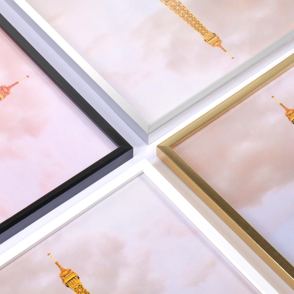 5x7 Picture Frame Glass, Thin Border, Gold Photo Frames, 3 Pack