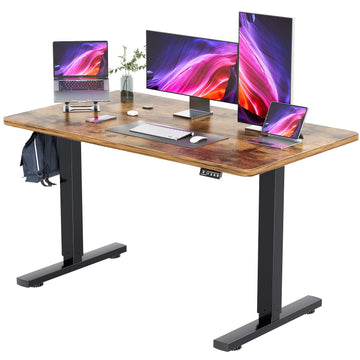 Height Adjustable Electric Standing Desk, Memory Home Office Sit Stand up Desk with Phone Holder and USB Charging